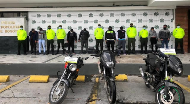 Capturan 8 delincuentes dedicados al robo de motos en Bogotá y Soacha, Cundinamarca