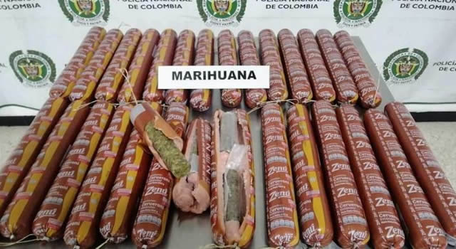 Incautan 28 barras de salchichón repletas de marihuana