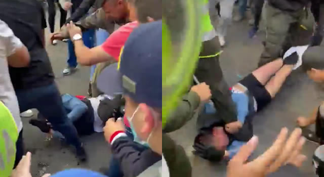 Tremenda paliza a un ladrón en Bogotá