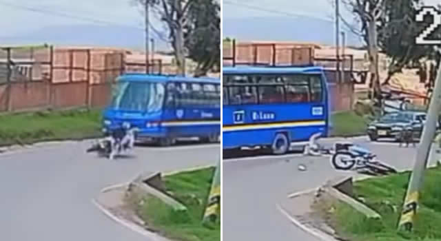 Motociclistas se estrellaron contra un Sitp en Bogotá