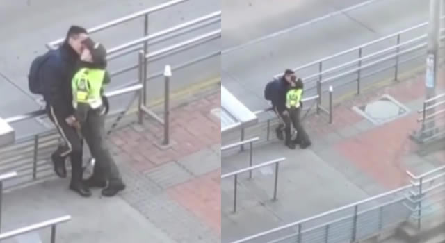 El amor prevalece en Transmilenio, reviven escena entre guarda y policía