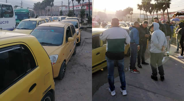 Taxistas de Soacha protestan por piratería, hay dos conductores heridos
