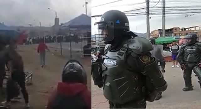 Esmad hace presencia en las protestas en Bogotá por el alza de pasajes en Transmilenio