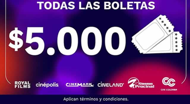 Boletas a 5 mil pesos en el ´Día del Cine´ en Colombia