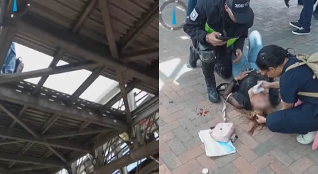 Por falta de láminas, mujer cayó de un puente peatonal en Bogotá