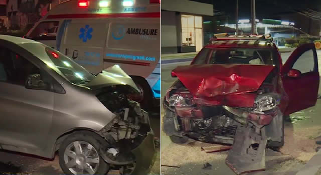Violento choque entre dos carros en Bogotá