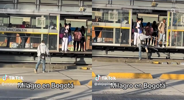 Hombre con caminador saltó para colarse en Transmilenio