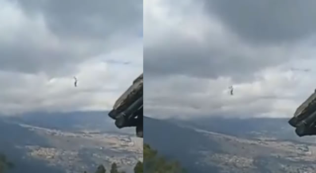 En cuerda floja hombre atravesó desde Monserrate hasta Guadalupe