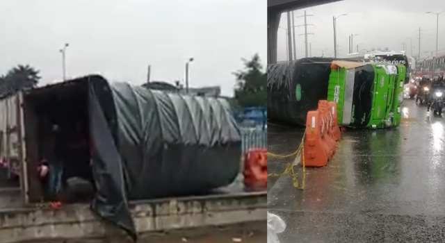Camión de volcó en Soacha