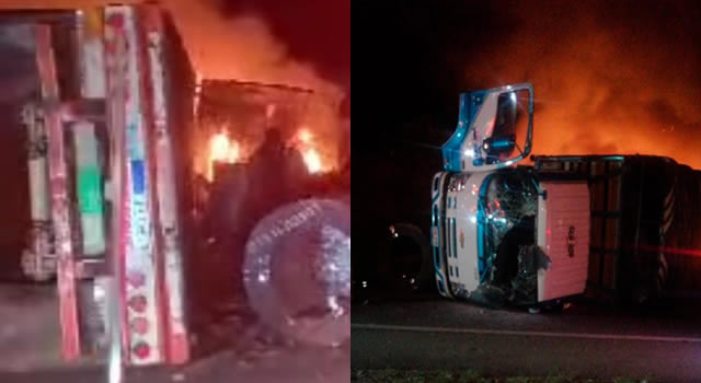 Choque múltiple en la vía Bogotá-Girardot provocó un incendio que fue controlado por Bomberos