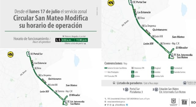 Nuevos horarios para los circulares de Transmilenio en Soacha
