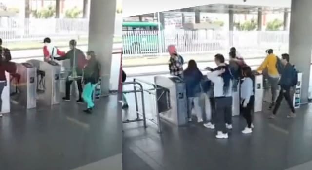 colatón en un portal de Transmilenio