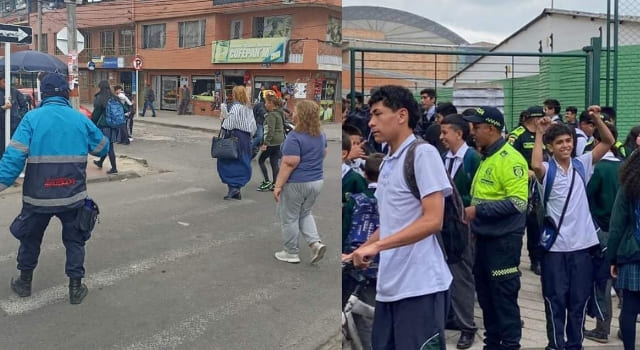seguridad víal a las afueras de los colegios