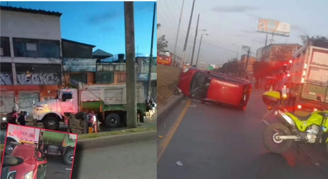 Volcamiento de un vehículo en la Autopista Sur
