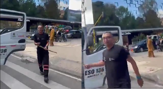 Conductor de la Alcaldía de Bogotá golpeó con un palo a una pareja con bebé