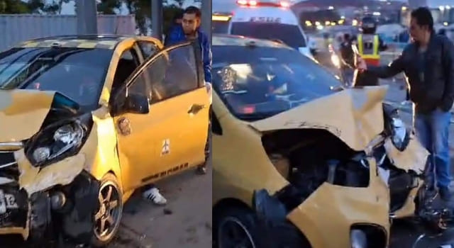 Choque entre un taxi y un bus de servicio público en el Portal Usme