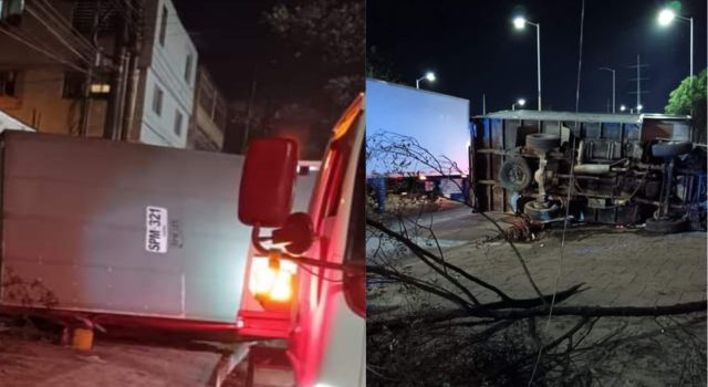 Furgón se volcó en la Autopista Sur en Soacha 