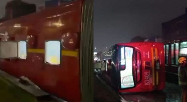 Bus de Transmilenio se volcó en la Carrera 30 de Bogotá
