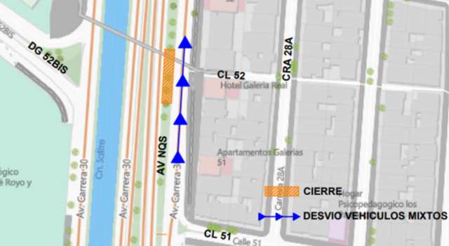 Desde hoy inició el cierre de un carril en la Avenida NQS con calle 52