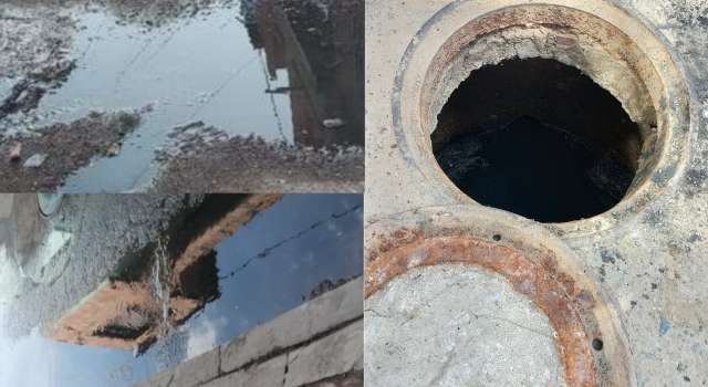 rebosamiento de aguas negras en el barrio Arizona de Soacha
