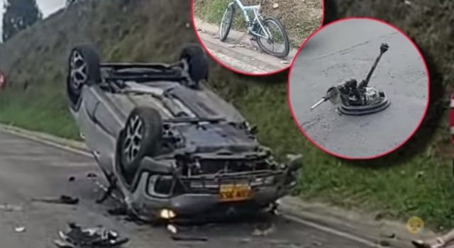 Camioneta se volcó en Tocancipá, un menor que cruzaba la vía se salvó de milagro