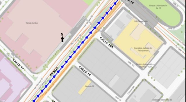 Habrá cierre de un carril en la Avenida NQS sentido sur - norte