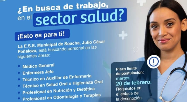 Abren vacantes para trabajar en la E.S.E Municipal de Soacha