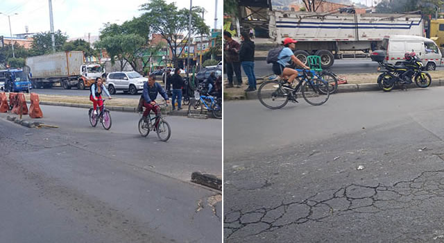 Peligro en la ciclorruta de la carrera Séptima de Soacha, se llevaron los separadores