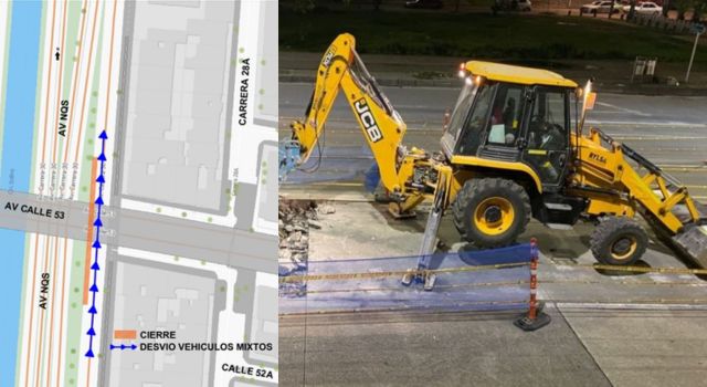 Hoy inició el cierre de un carril en la avenida NQS con avenida Calle 53