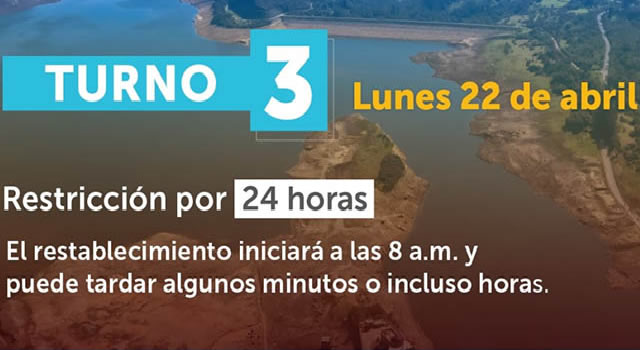 Barrios con racionamiento de agua en Bogotá este 22 de abril