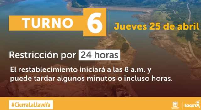 racionamiento de agua en Soacha mañana 25 de abril