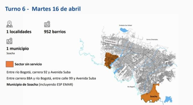 Este martes 16 de abril comienza el racionamiento de agua en Soacha