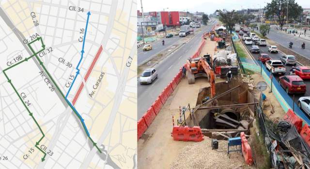Nuevos cierres y desvíos en avenida Caracas por obras Metro
