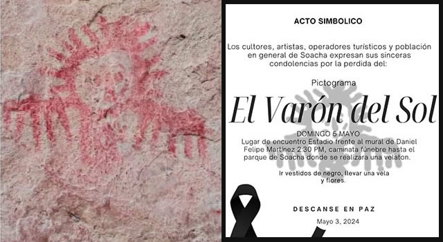 Marcha de luto cultural por el daño al pictograma del Varón del Sol