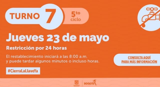 racionamiento de agua este 23 de mayo