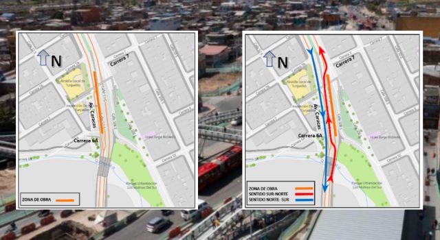 Cierres en la avenida Caracas sector Molinos por montaje de puente