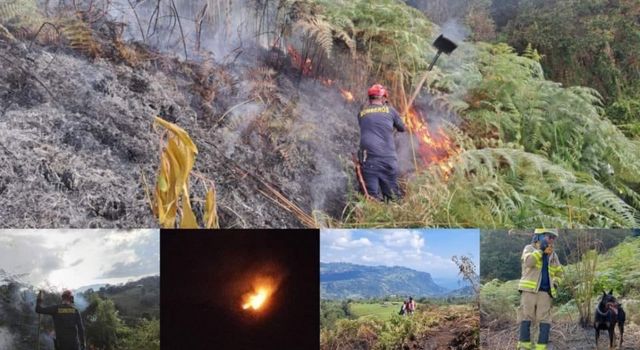 Incendio forestal en la vereda San Cristóbal de Cundinamarca