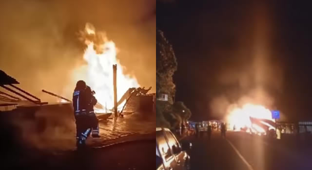 Incendio en las casetas del Salto del Tequendama en Soacha