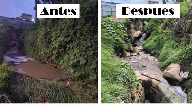 Las condiciones de la quebrada en Usme fueron restauradas tras una intervención realizada para evitar desestabilización del terreno y la acumulación de residuos que pueden atraer insectos y roedores.