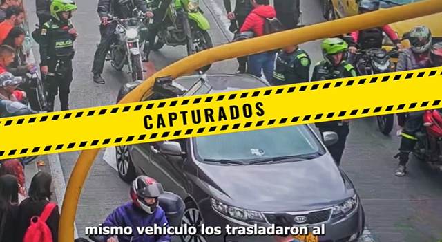 Cuatro personas fueron capturadas luego de que se registró un hurto en un café de Bogotá. El hecho fue registrado por cámaras de seguridad y gracias a la rápida reacción de la Policía, su intento de fuga fue frustrado.