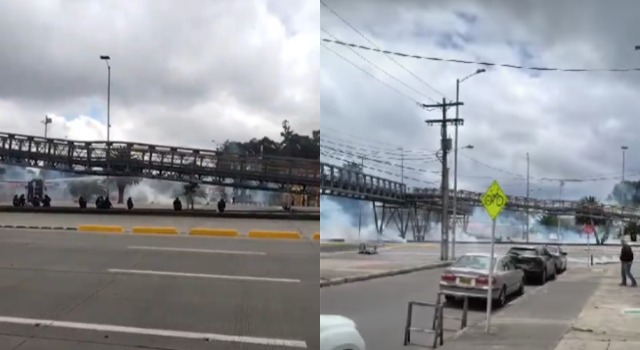 tráfico en las afueras de la Universidad Nacional en Bogotá