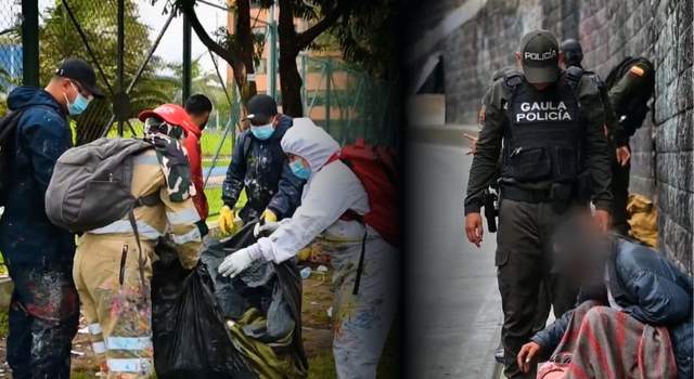 Desmontan cambuches y retiran toneladas de basura en operativo en el centro de Bogotá