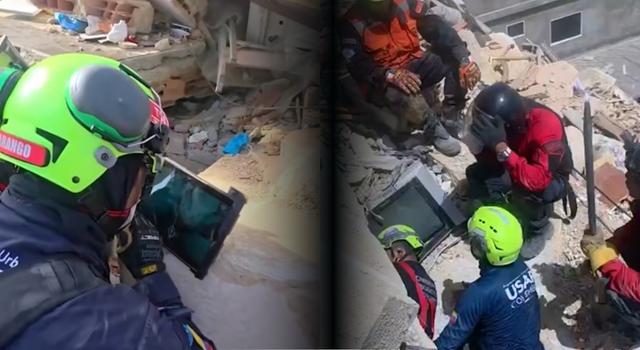 Así fue el rescate de un niño bajo los escombros en Venezuela con apoyo de Bomberos de Bogotá